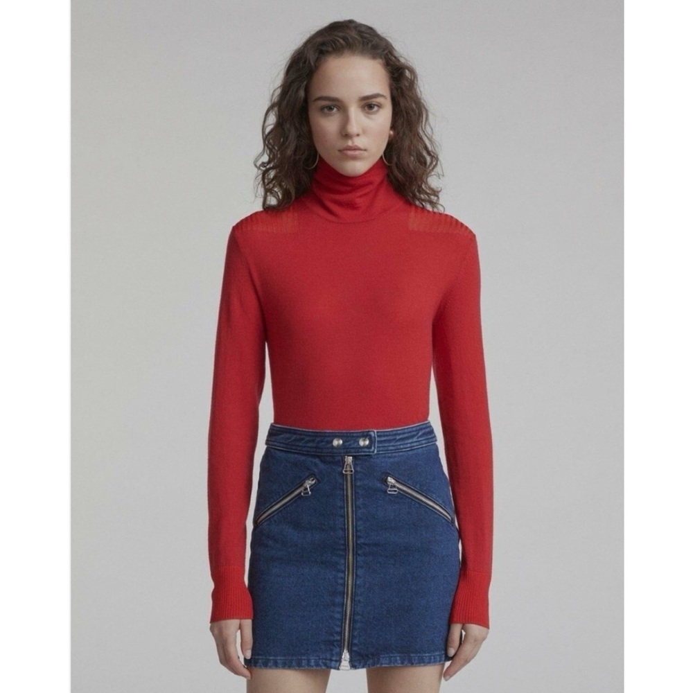 Rag & Bone Racer Denim Mini Skirt Marcy Wash Zippers Pockets Boho Sz 27